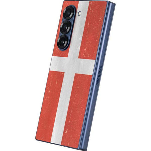 Denmark Flag Distressed Galaxy Z Fold6 Skin